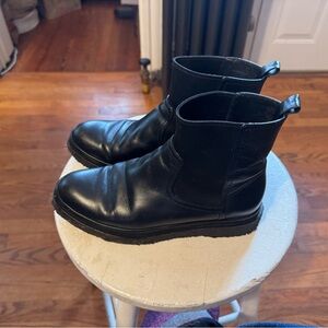 Black Leather Ankle Boots by Vince